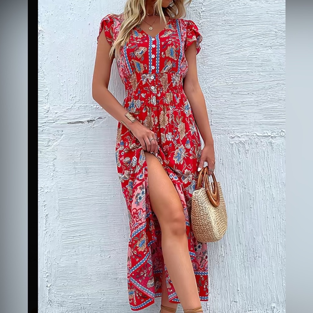 TRIBAL PRINT RUCHED DRESS - Picture 7 of 14